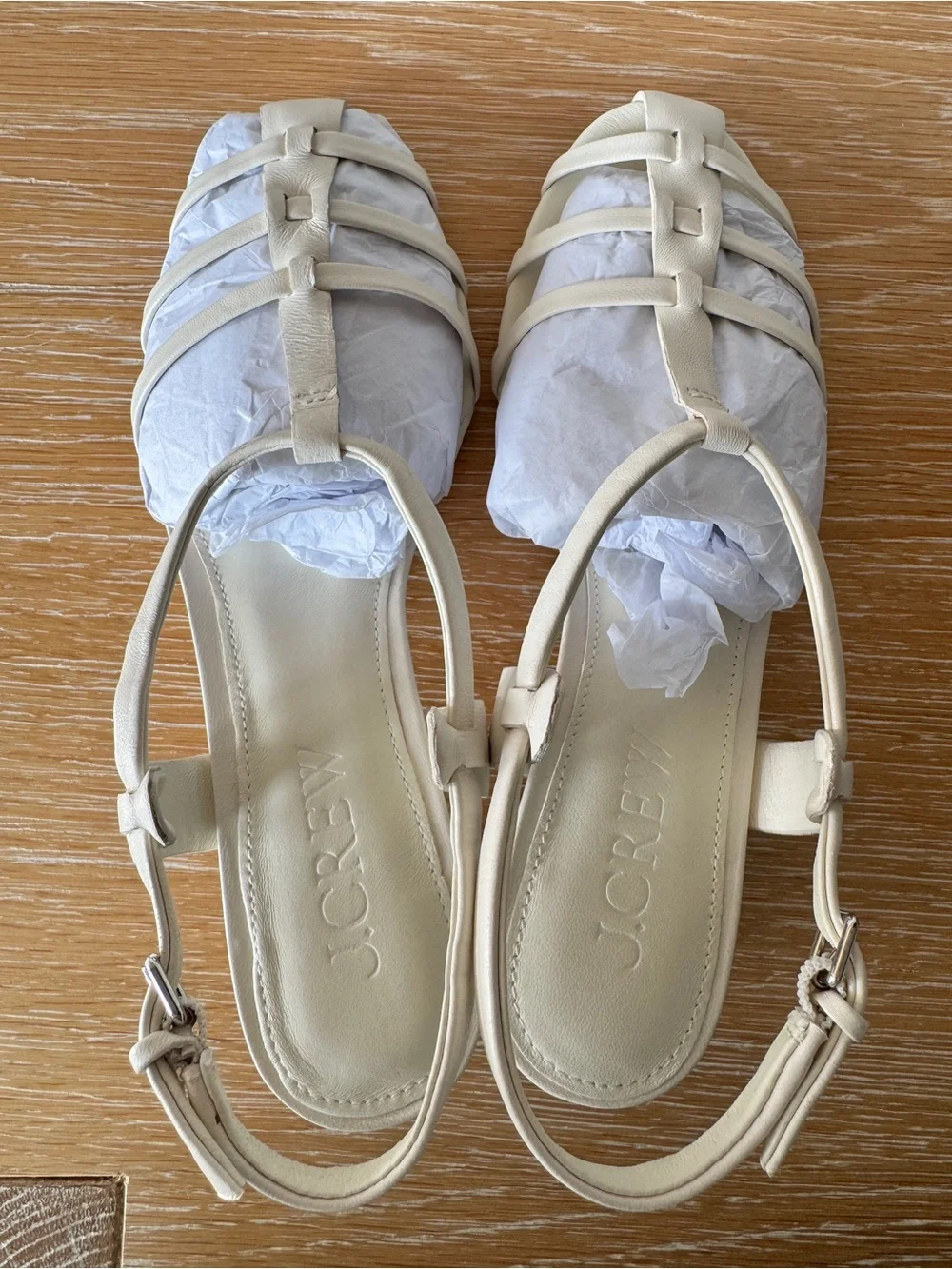 J. CREW Cage-toe kitten heels in leather, Ivory, Size 7 CR925 *with box* - Picture 4 of 15